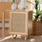 Baxton Studio Maclean Mid-Century Rattan and Natural Brown Finished Wood 1-Door Nightstand 199-12315-ZORO - alternate 1